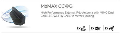 Airgain Antenna Plus Double LTE Antenna 15ft, Black - AP-CCWG-A-S2222-RP3-BL, 2xLTE(SMA), WiFi(RPSMA), GPS(SMA), Bolt Mount